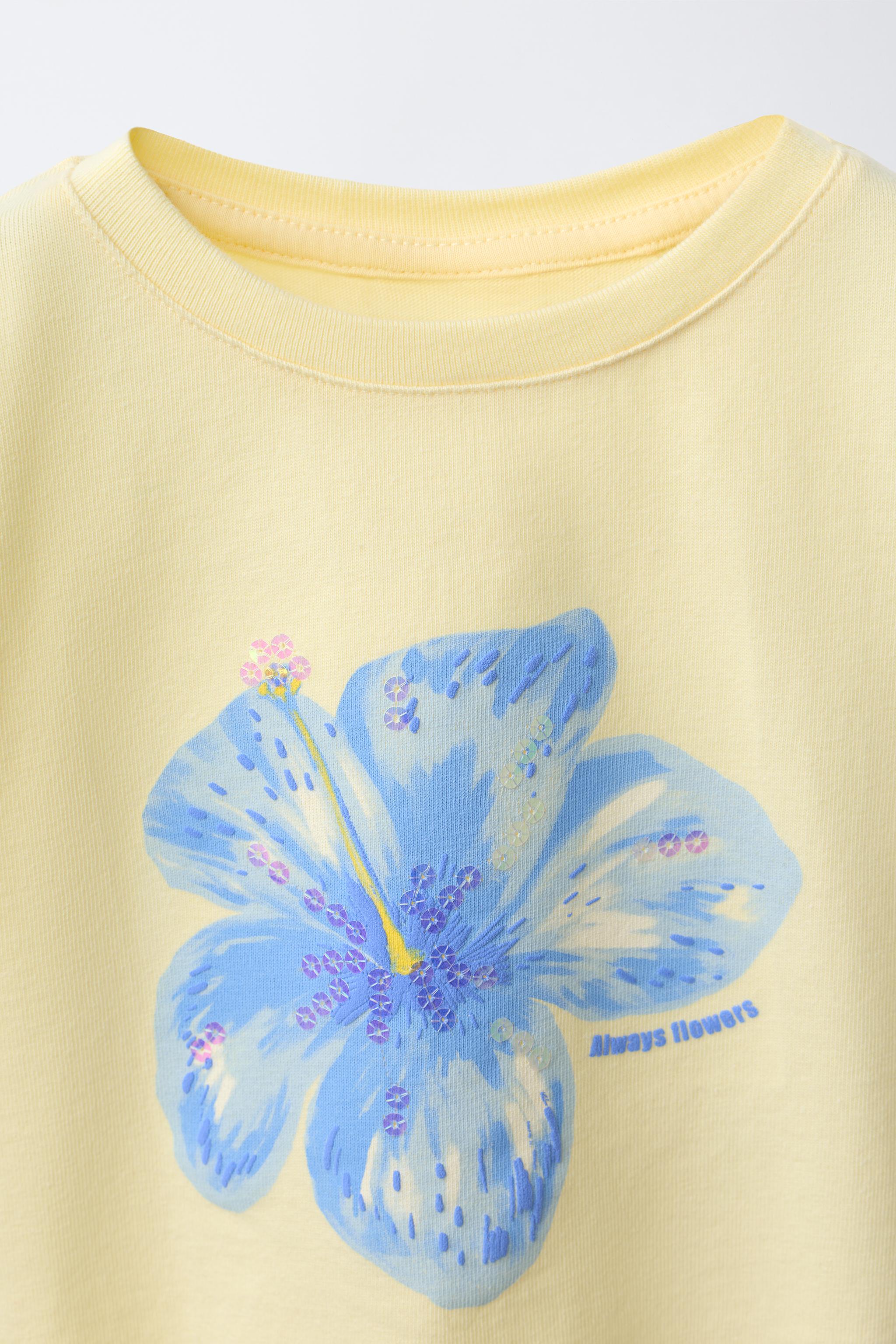 FRINGE FLOWER SEQUIN T-SHIRT